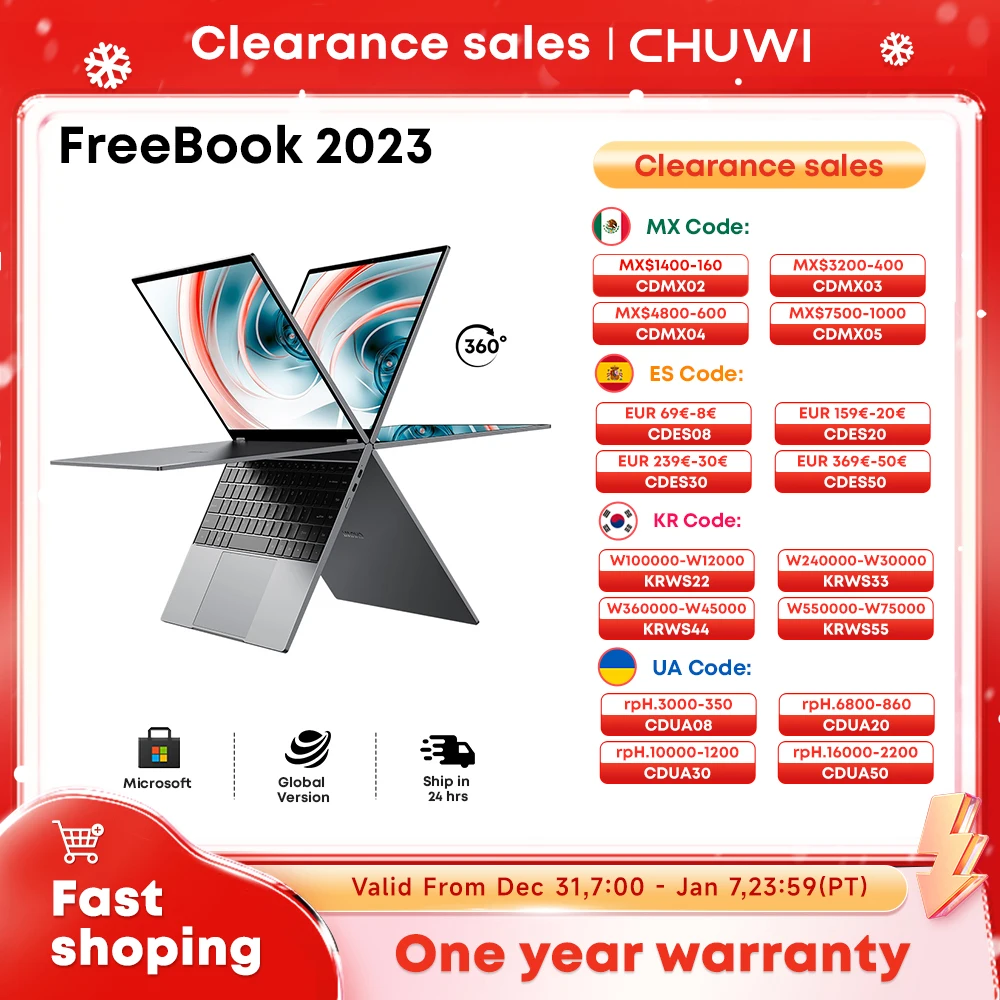 CHUWI FreeBook 2-in-1 Laptop Tablet,512GB SSD 12GB LPDDR5,Intel N100/i3 1215U 13.5" IPS FHD Display WIFI 6,Windows 11 Laptops