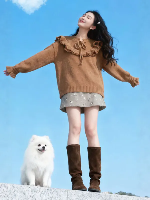 

Уникальный вязаный свитер: красивый, уютный, модный, с длинными рукавами, свободный крой, для невысоких, зимняя одежда, винтажный стиль