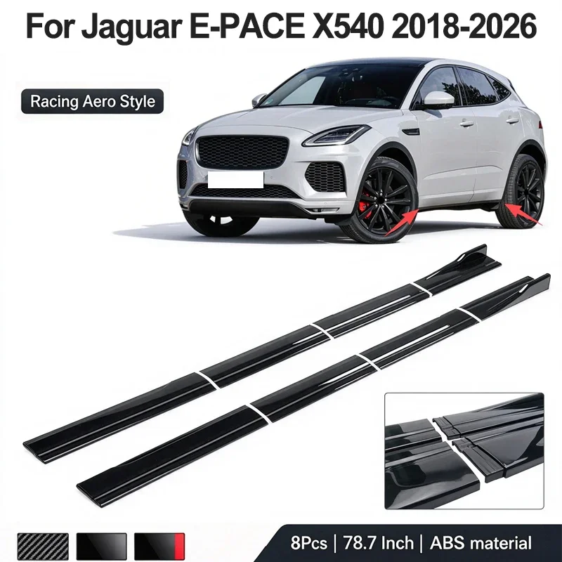 78.7inch/2m Sectional Side Skirt Extension Lips For Jaguar E-PACE X540 2018-2026 2019 - Racing Side Spoiler Car Mod Body Kit