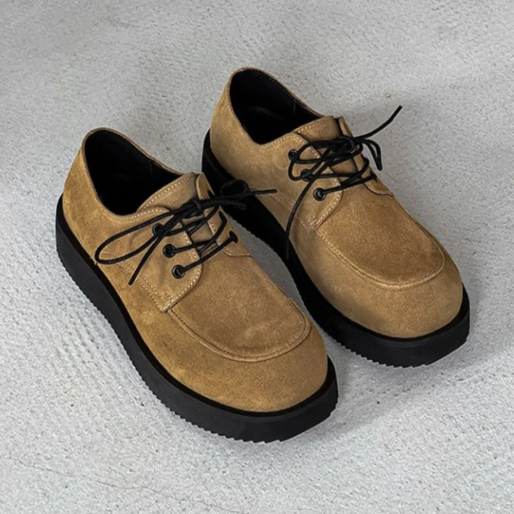 

Platform Derby Shoes Men's White Commuter Couple Leather Shoes British Style Business Casual Leather Shoes Women's Shoe