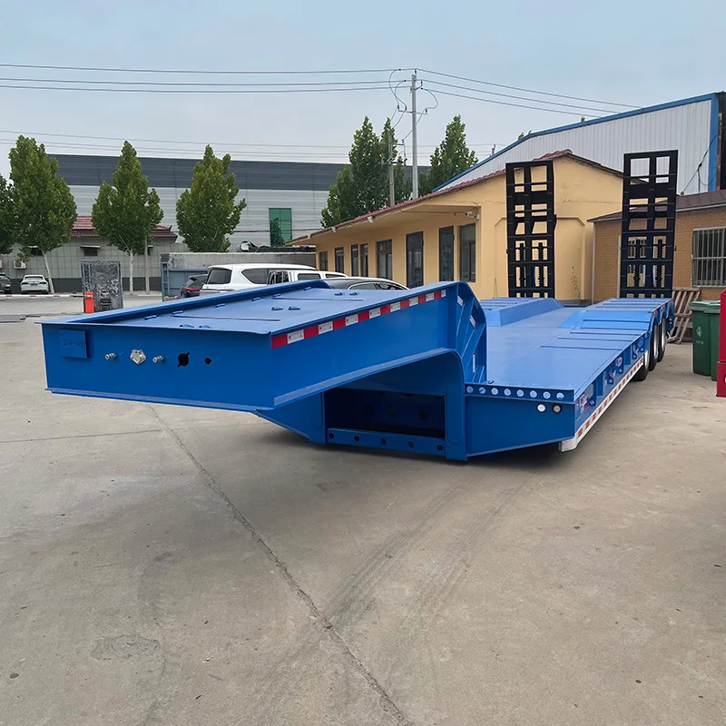 Good Quality New 3 Axle 60 Tons 100 Ton Transport Excavator Loader Lowbed Semi Truck Trailer for Sale