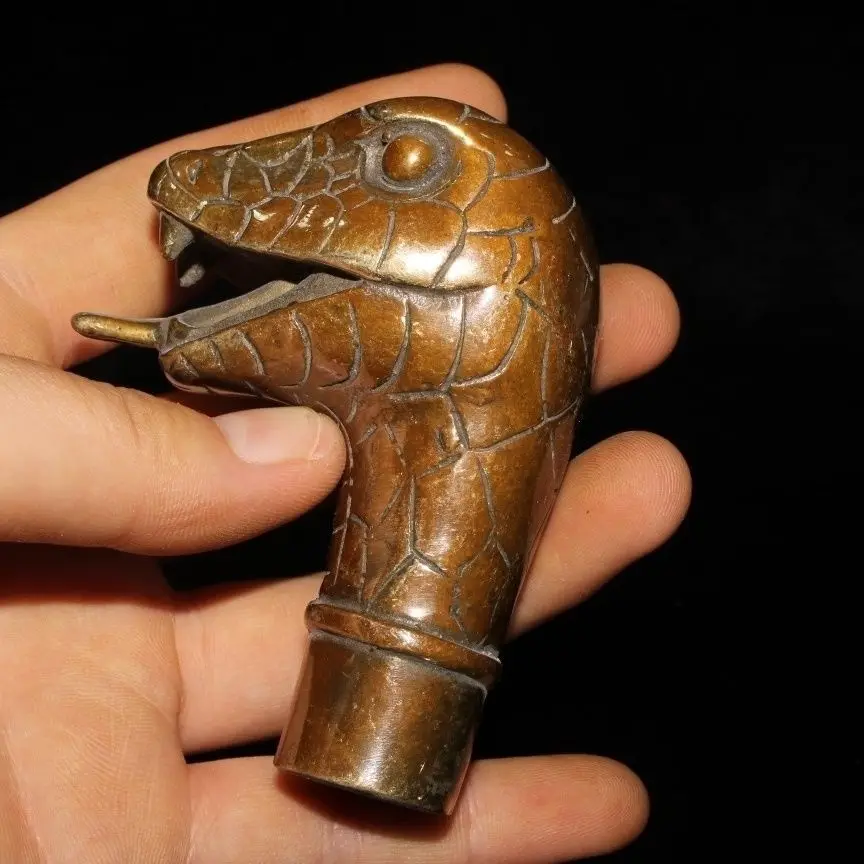 Grinning snake  Head Walking Stick Head handle Statue