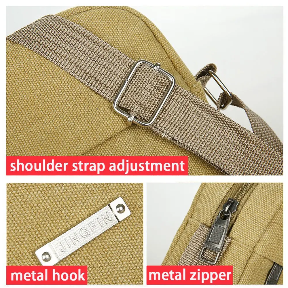 New Style Casual Canvas Men\'s Bag Shoulder Messenger Bag Small Backpack Handbags Outdoor Travel Mobile Phone Package Bags