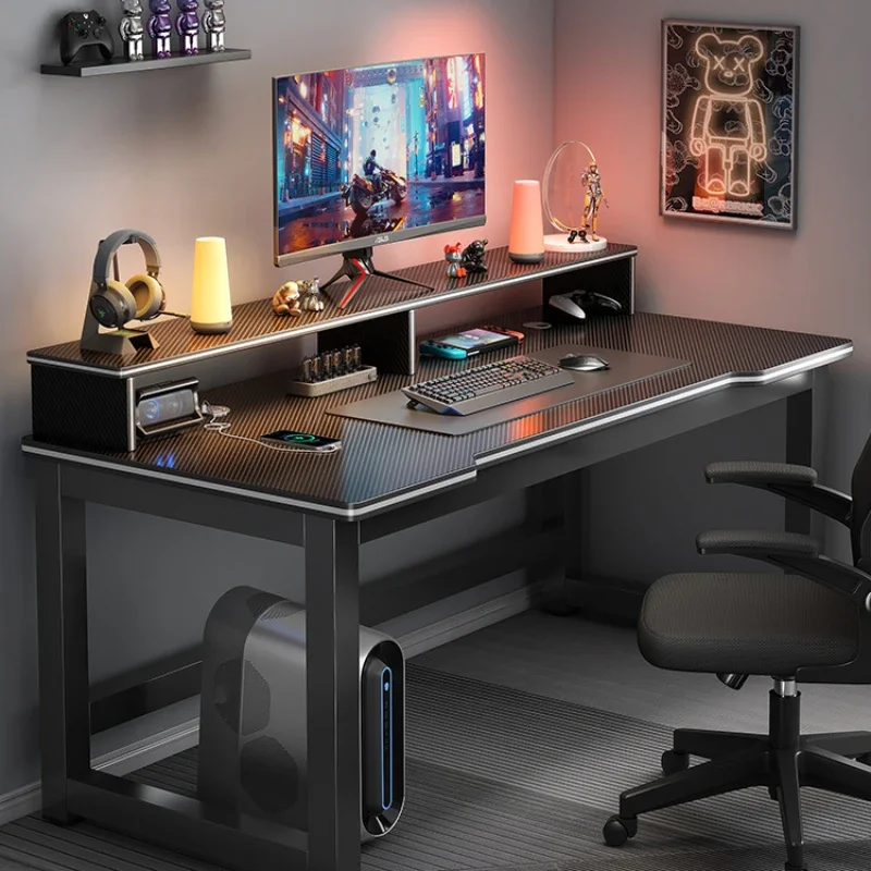 

Computer Desk Desk Table Workbench Office Table Carbon Fiber Simple E-Sports Table and Chair Set