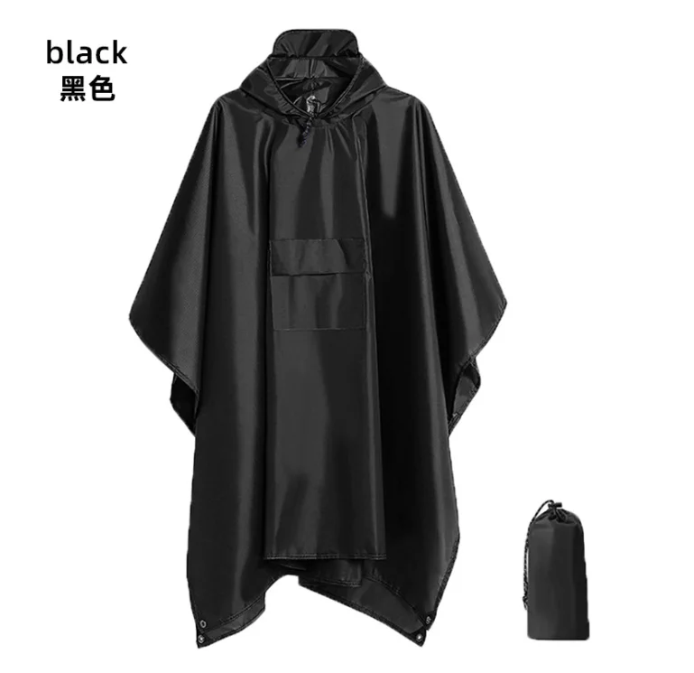 Hooded Raincoat Multi-Use Military Waterproof Ripstop Camouflage Rain coat Men Women Rain Poncho Awning Picnic Mat+Storage Bag