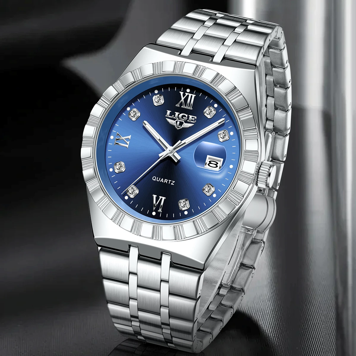 LIGE New Luxury Trendy Men's Watches Waterproof Luminous Stainless Steel Male Watch Date Quartz Business Men Wristwatch+Box Gift