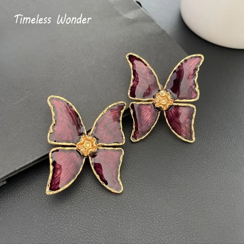 Timeless Wonder Fancy Enamel Butterfly Clip on Earrings for Women Statement Designer Jewelry Runway Luxury Brand Cute Gift 3422