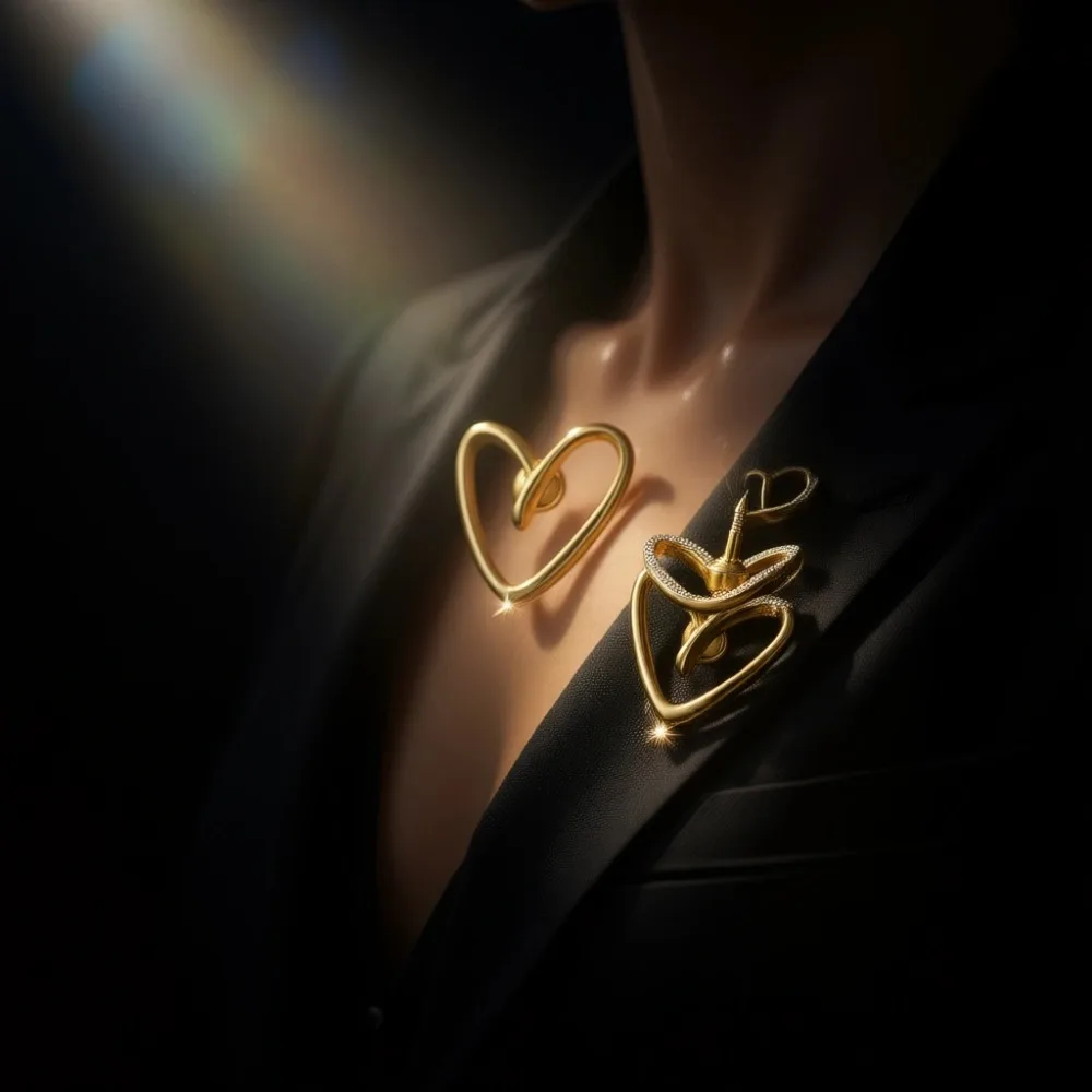 

50 шт. золотых и серебряных булавок в форме сердца, маленькие полые броши для платья, шарфа, сумки, хиджаба