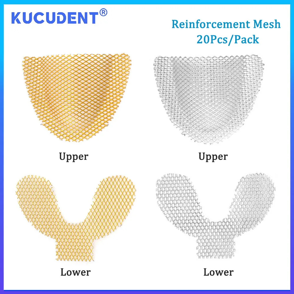 KUCUDENT 20 Pcs Dental Metal Palatal Reinforcement Mesh for Strengthen Upper/Lower Teeth Dentistry Impression Material Net Tray