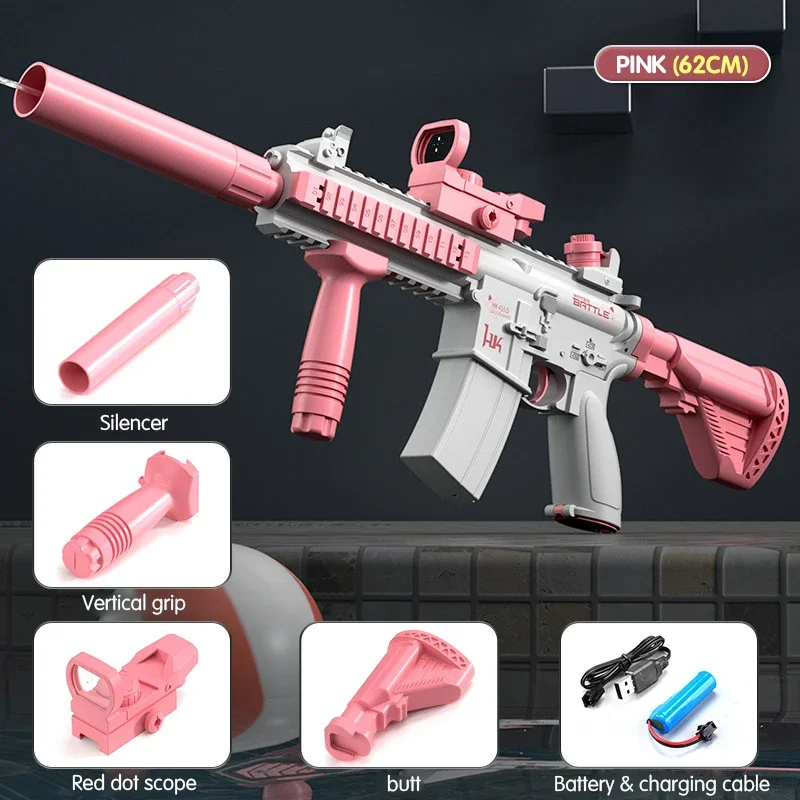 

Automatic Electric Water Gun Rechargeable Long-Range Continuous Firing Watergun Summertime Water Battle Game Splashing Kids Toy