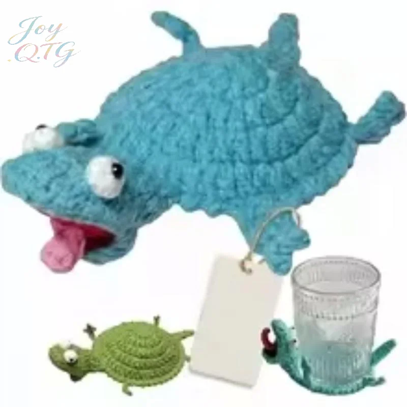 Hot Crochet Lizard Coaster, Fun Little Lizard Coasters, Cute 3D DIY Handmade Funny Amigurumi Animal Cup Mats