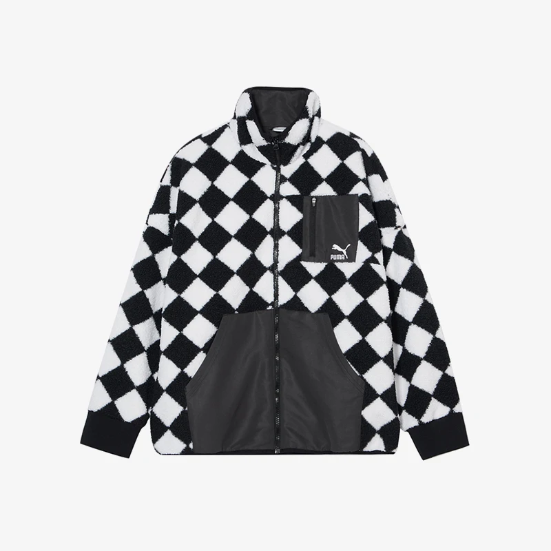 Puma genuino sport da uomo e da donna stile scacchiera alla moda e casual caldo colletto rialzato giacca con cerniera 621891-01