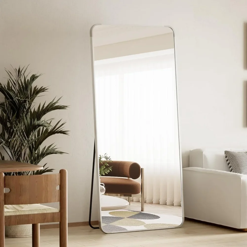

Silver Full Length Mirror, 71"x26" Rounded Corner Floor Mirror Standing Hanging or Leaning Against Wall, Suitable