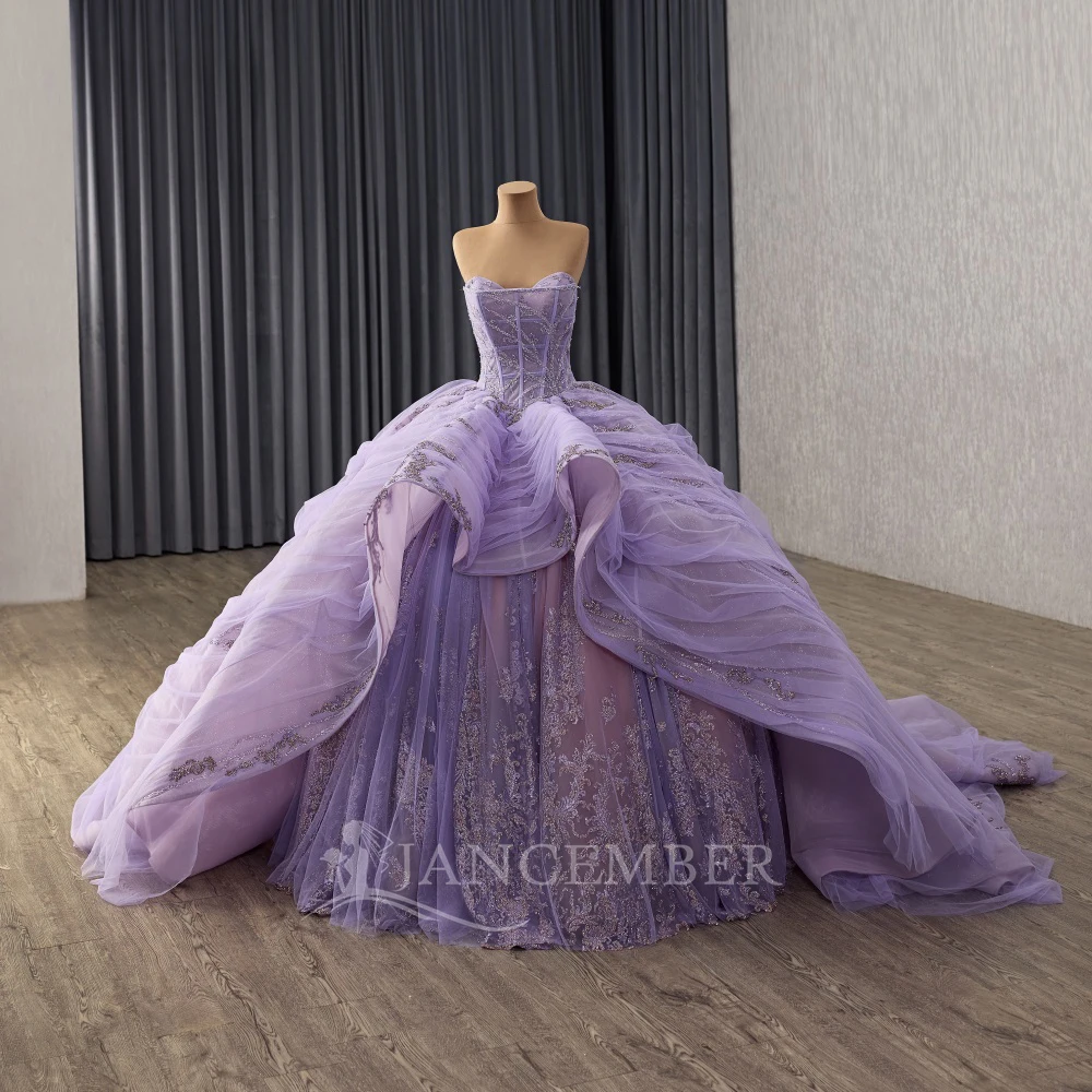 

Платье Quinceanera по индивидуальному заказу со шлейфом, рекламное бальное платье, кружевной корсет без рукавов с бисером, Sweet 16, Vestidos De 15 Anos
