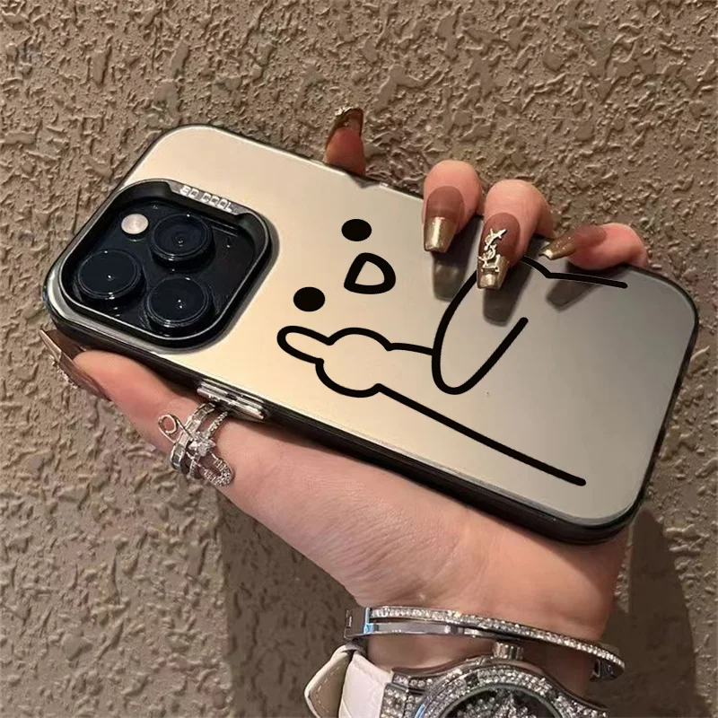 Custodia per Samsung A54 5G custodie Galaxy S24 S21 S23 FE S22 Ultra Plus A14 A34 A15 A35 A55 5G Cute Funny Line Drawing placcatura Cover