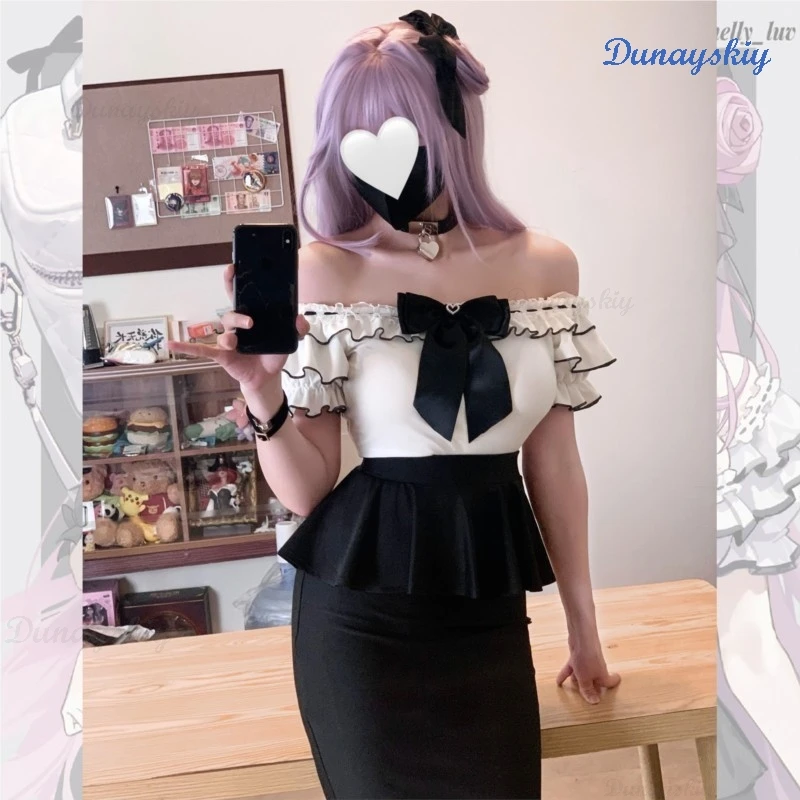

Jirai kei Outfit Lolita JK Skirt Set Kawii Blouse Sexy Sister Dorothy Cosplay Doujin Slim Tight Dress Skirt Date Style Women