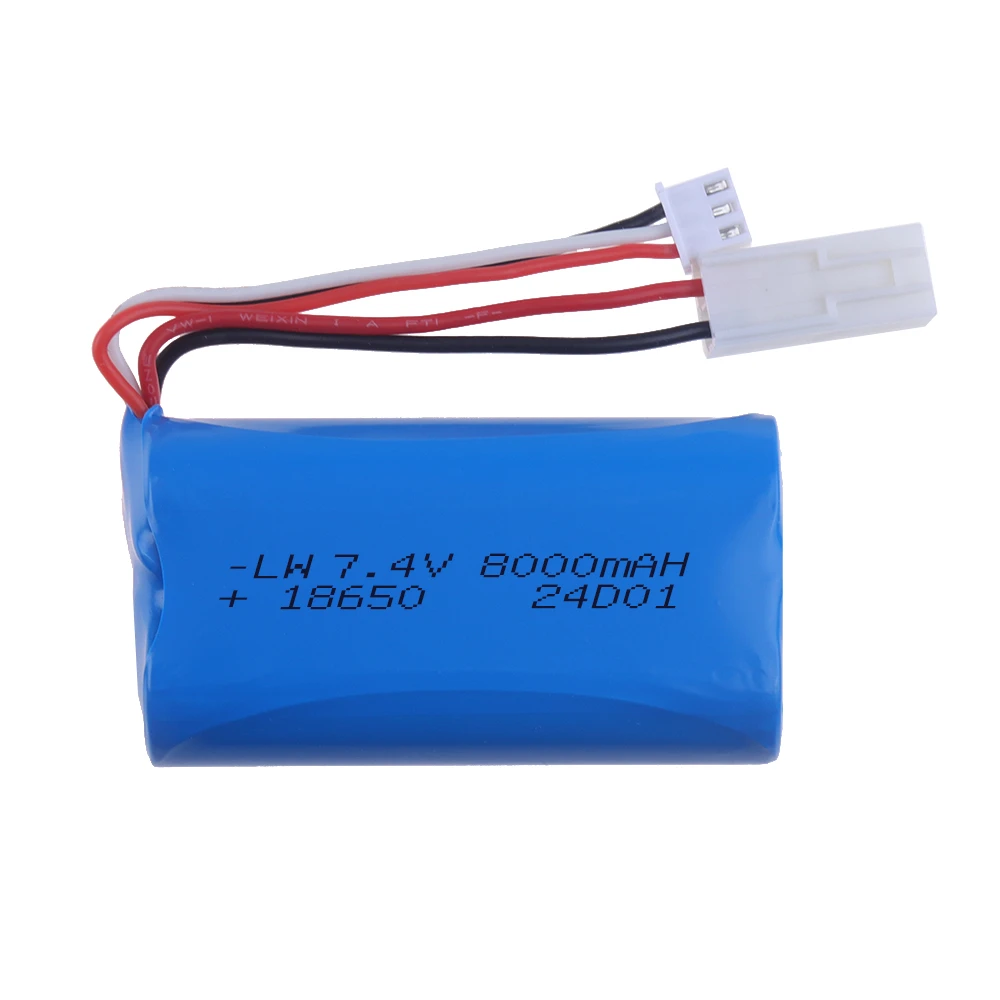 EL-2P Plug 7.4V 8000Mah Li-ion Battery For FT009 FX067C HQ955 948 K959 HJ817 816 RC Speed Boat Spare Parts Replace Accessories