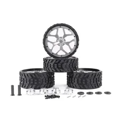 Unlined All Terrain Front and Rear Tire with CNC Aluminum Wheel Rims for HPI Baja 5B King Motor and Rovan 1/5 scale Baja Buggies