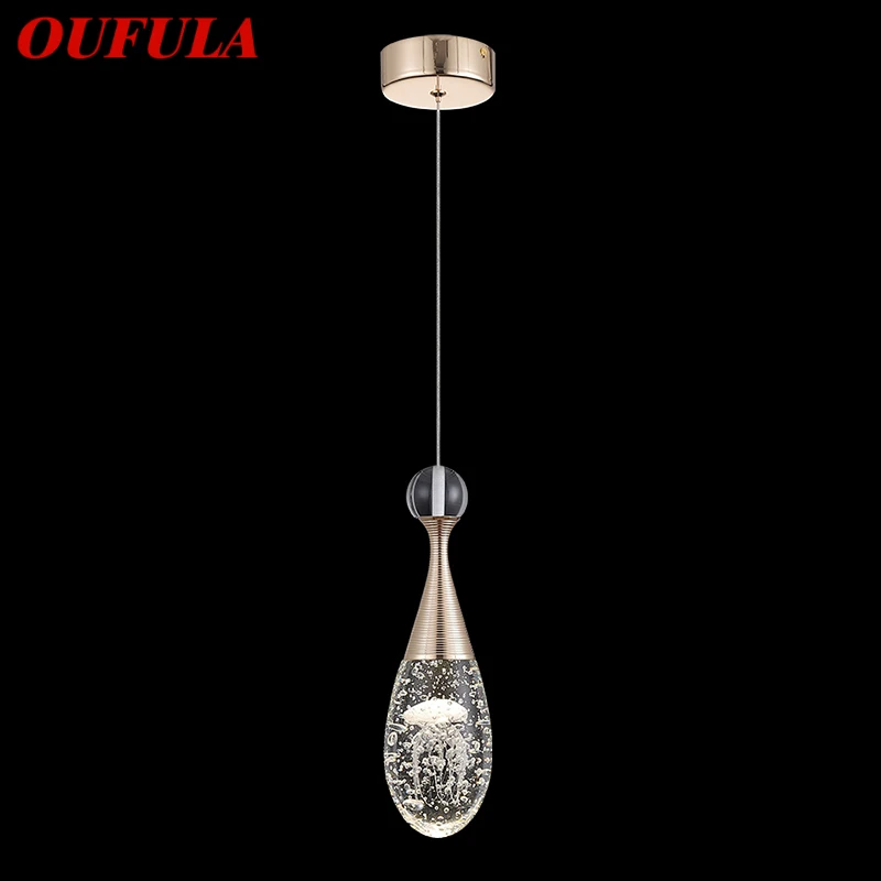 

OUFULA Modern Pendant Lamp Originality Handmade Jellyfish Crystal LED Chandelier Lighting for Bedroom Dining Room