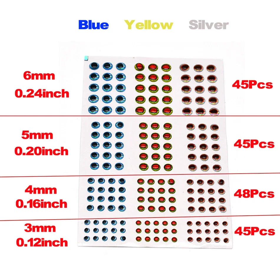 MNFT Mixed 183 Stück 3 mm 4 mm 5 mm 6 mm 3D holografische Angelköder Auge Fliegenbinden Köder Köderherstellung – Detail 7