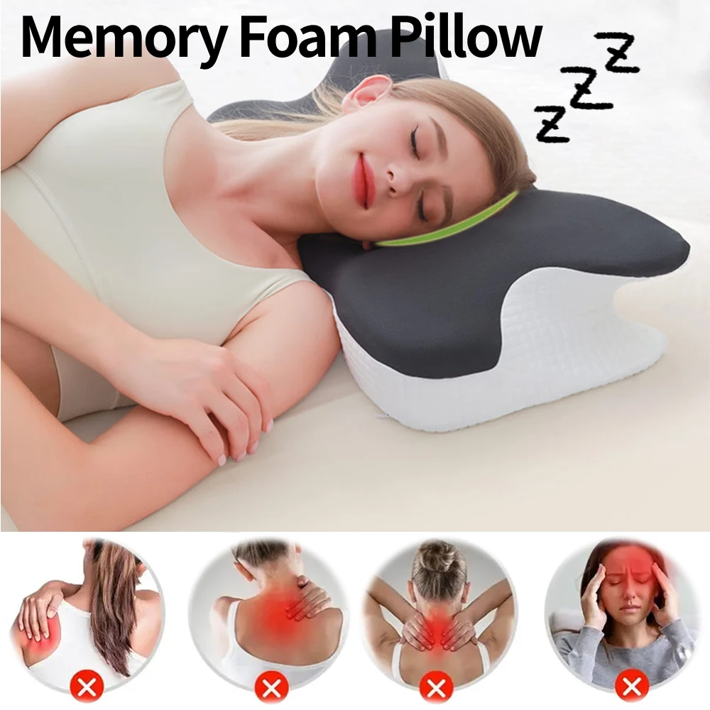 

Ergonomic Slow Rebound Memory Foam Pillow Comfortable Butterfly Memory Neck Pillow Neck Protection Sleeping Orthopedic Pillow