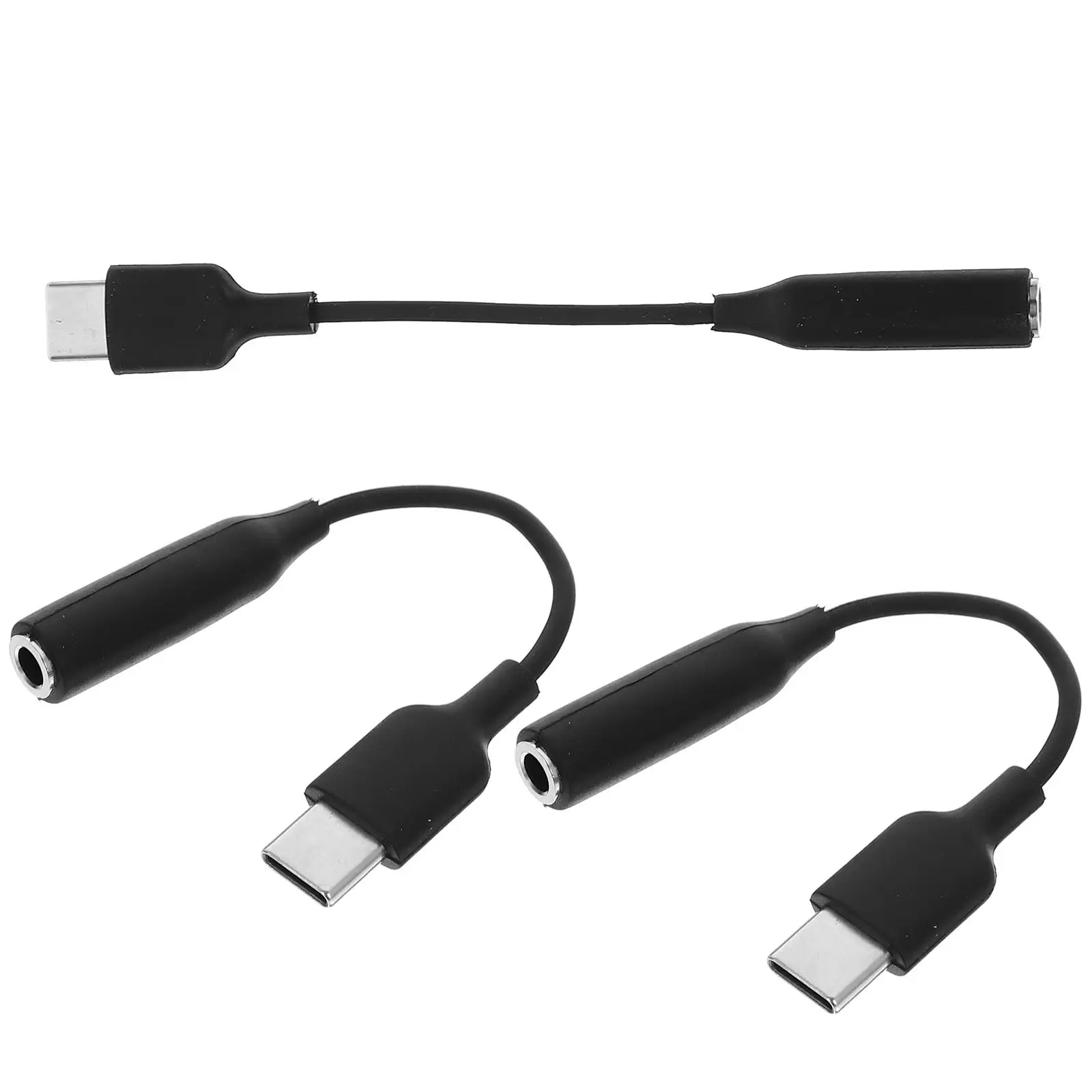 

3 Pcs Black USB C to 3.5mm Audio Line Adapter High Fidelity Stereo Transmission TPE Material Low Power Consumption Stable