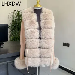 Women Knit Faux Fur cardigan Spring Autumn elegant Ladies Fashion Faux fur coat Knitted sweater with fake fox fur collar