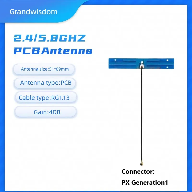 

5pcs PCB dual band2.4/5.8GHZ Antenna Built-in pcb hard board for Alarm PCB patch high gain 4DB antenna px1 12cm cable