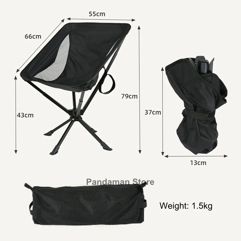 360 degree Swivel Portable Chair camping Small Compact Collapsible Folding Chair 5-second fast open