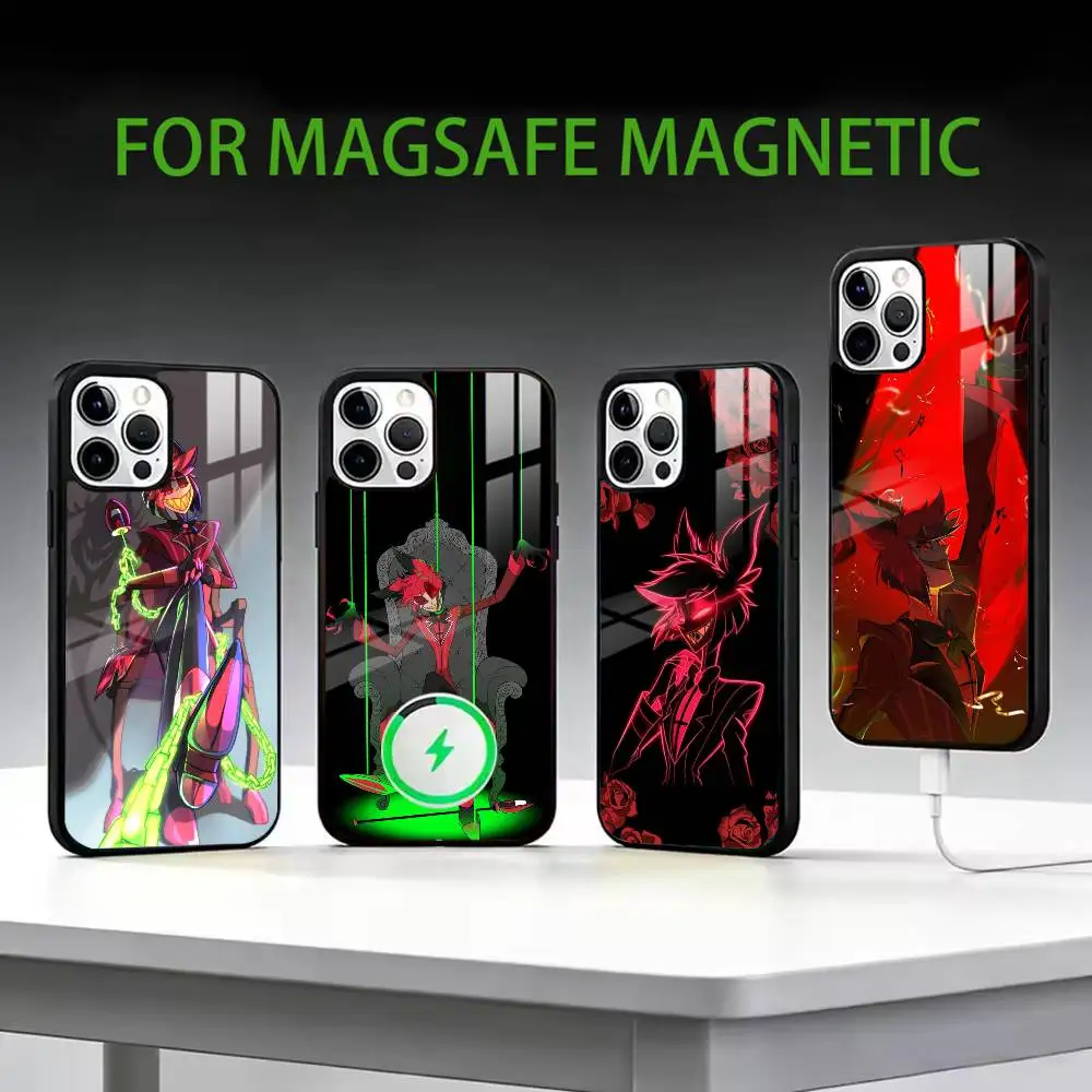 

h-HazbinS Hotels AlastorS Phone Case For iPhone17,16,15,14,13,12,11 Plus,Pro Max Magnetic For Magsafe Wireless Charging