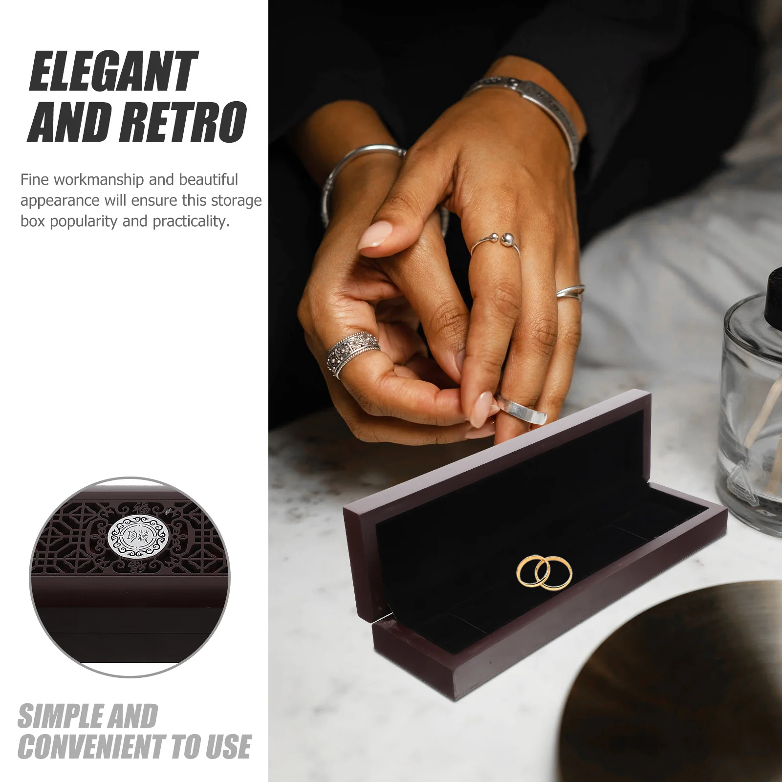 

Wooden Jewelry Box Vintage Hollow Pattern Storage Organizer For Necklace Ring Earring Pendant Small Jewelry Boxes Retro Wood