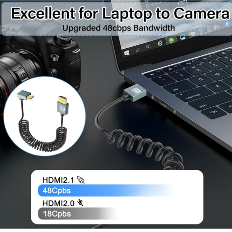 

Высокоскоростной спиральный кабель Ultra HD с поддержкой HDMI 2.1, совместимый с Mini HDMI, поддерживает 8K, 4K, 3D и Dynamic HDR, до 48 Гбит/с, совместимый.