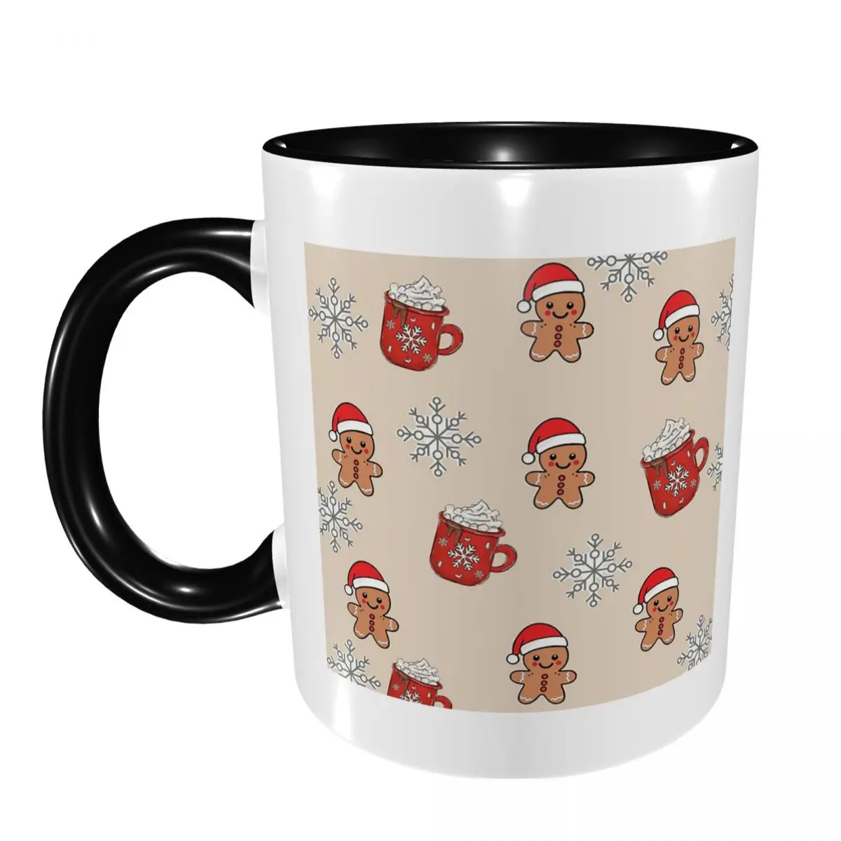 Merry Christmas Tree And Gingerbread Men Mug Funny Ceramic Coffee Cups Tea Mugs Milk Cup Drinkware Gift for Friends