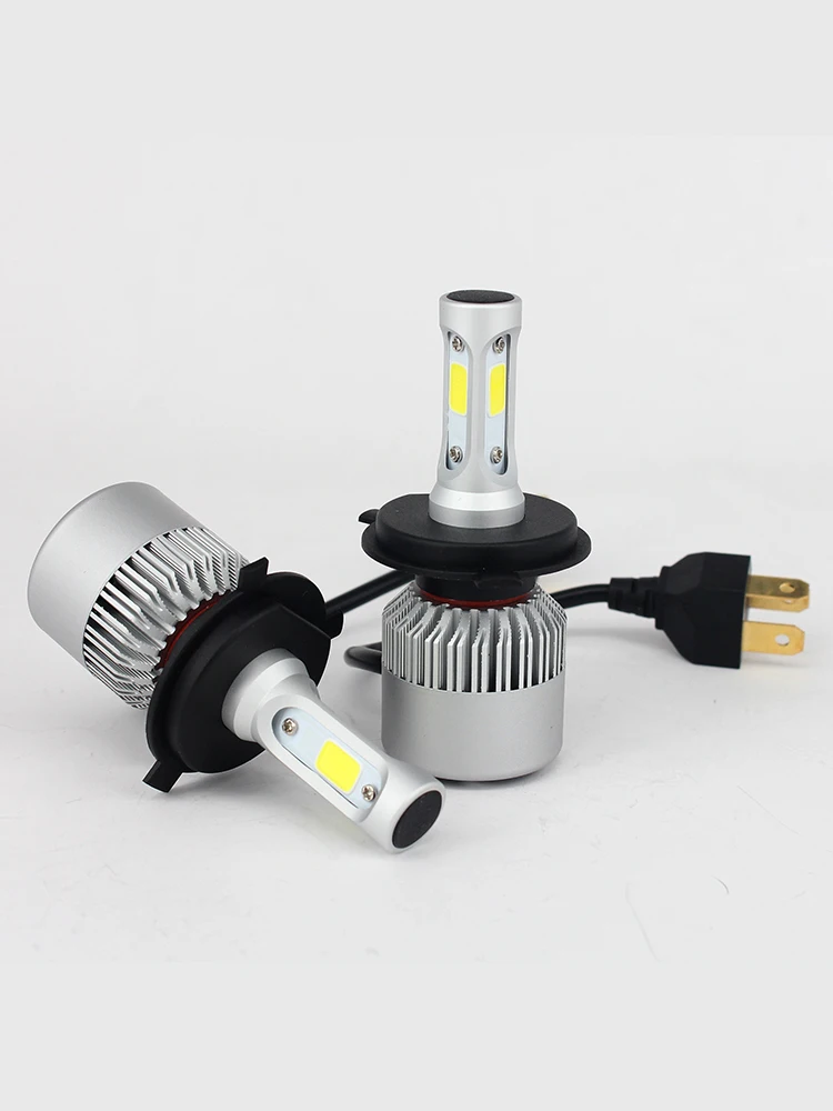 2 buah 6000K H1 H4 H7 9005 9006 bola lampu depan S2 mobil Chip COB LED 36W 8000LM tanpa kesalahan lampu sorot tinggi rendah