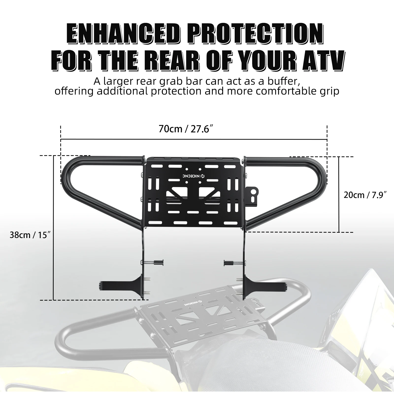 NICECNC Raptor 700 Rear Grab Bar For Yamaha Raptor 700R 2006-2024 ATV Luggage Rack Bracket 1PE-F845R-00-00