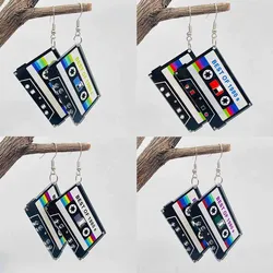 Vintage Magnetic Tape Acrylic Earrings Charms Fashion Jewelry Accessory for Women Friends Gifts Music Enthusiasts