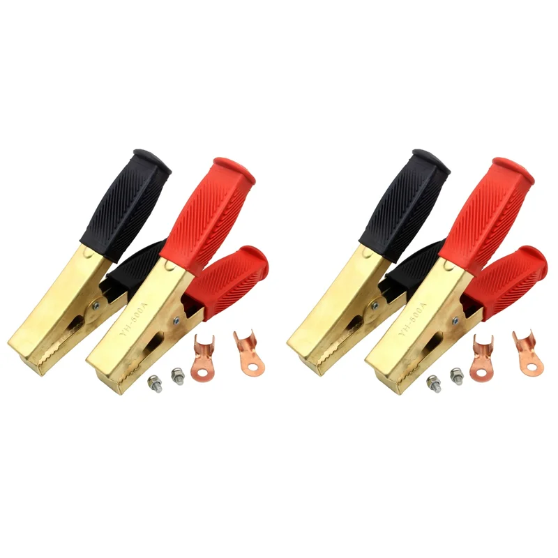 

2 Pair Battery Jumper Cable Clamps, Crocodile Clamps, 1000A Pure Brass Cable Wire Clips Suitable For Car Truck Boat