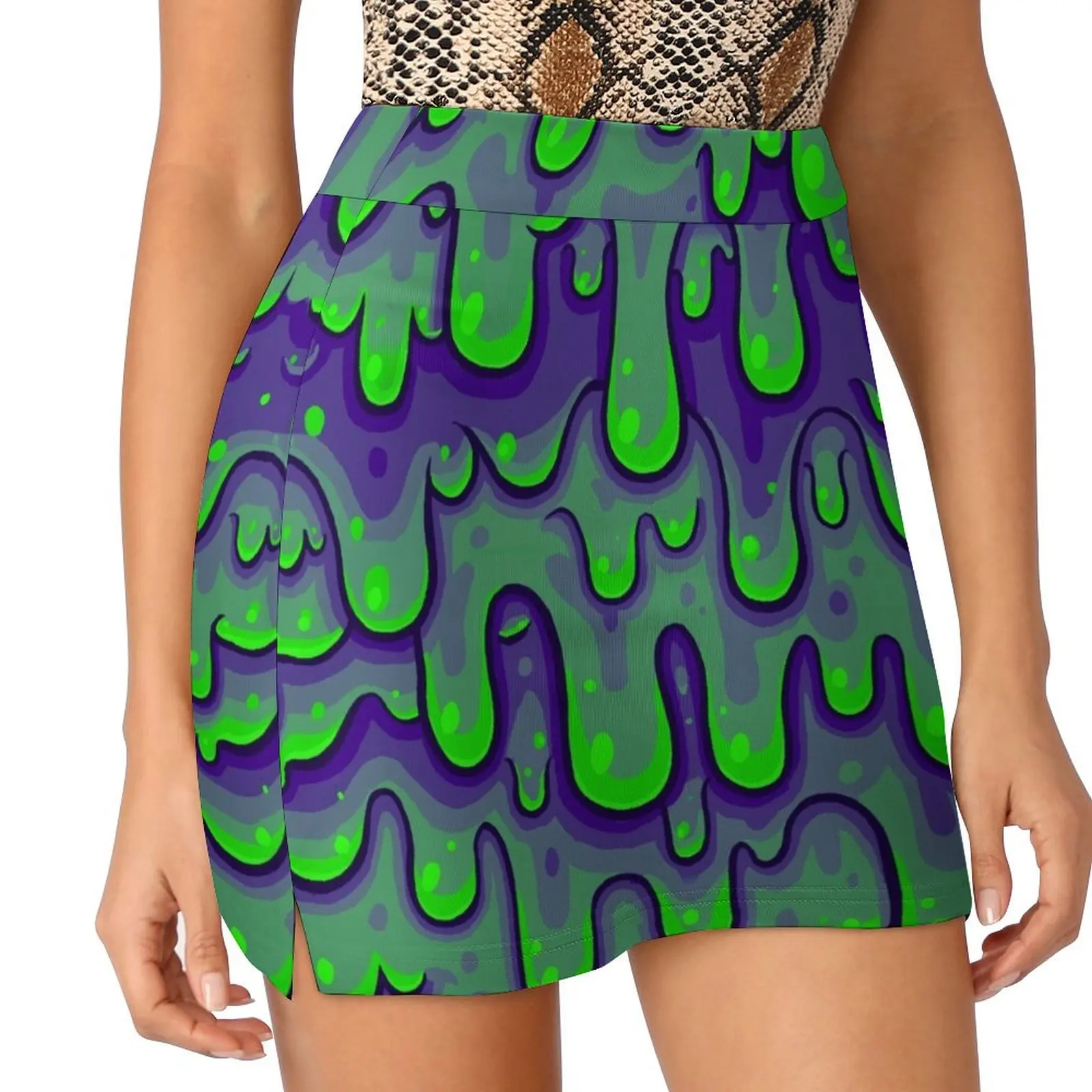 Green Slime Pattern Mini Skirt kawaii clothes korean skirt Sexy mini skirt