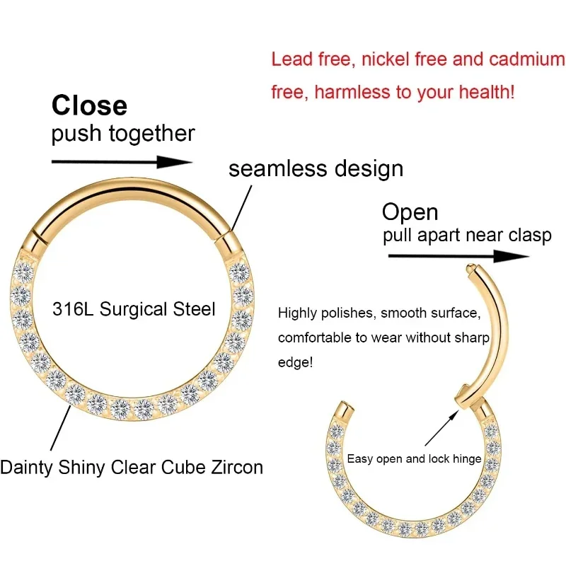 Surgical Steel Nose Rings Hinged Segment