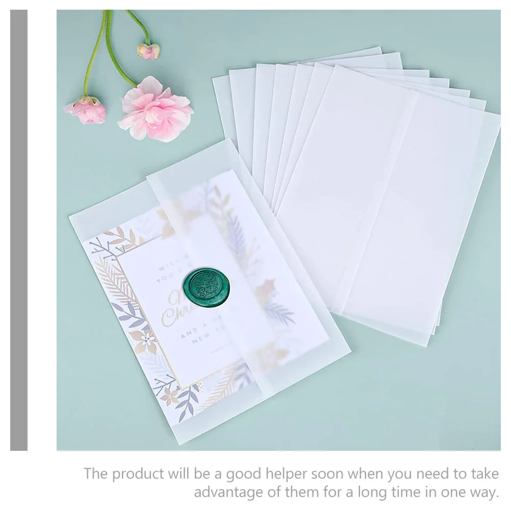 50 Pcs Wedding Invitation Paper Envelope Card Envelopes Jackets Greeting for Home Office Litmus Cards Lightweight Translucent