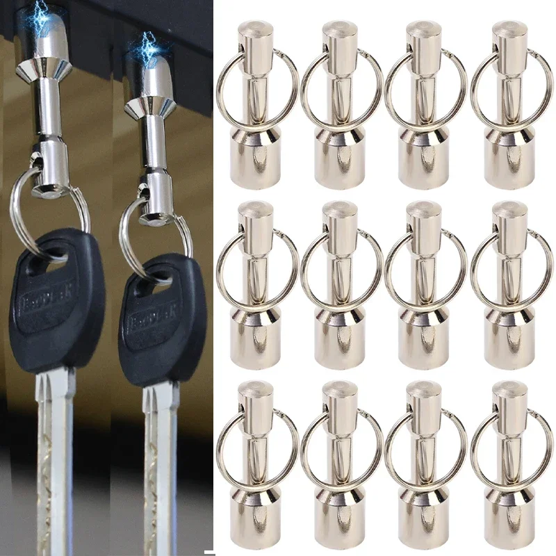 1/10PCS Strong Metal Magnet Keychains Anti-loss Car Keys Split Ring Keychain Neodymium Magnetic Clasps Magnetic Hanging Holder