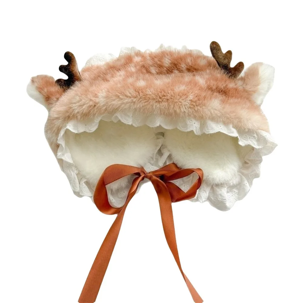 Thick Warm Deer Patterned Faux Fur Scarf Soft Fluffy Faux Mink Fur Mink Fur Fake Collar Windproof Cozy Skin Friendly