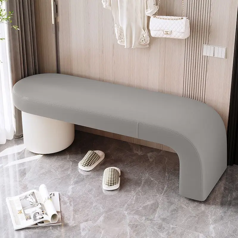 tw-Leather Storage Bench Shoe Rack Living Room Bed End Bench Modern Home Furniture Sitting Bench Shoes Stool Linen Ottoman Seat-