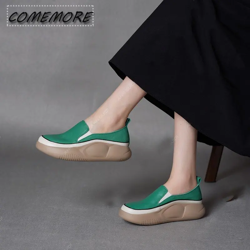 2023 New Thick Sole Sneakers Women\'s Sports Fashion Casual Running Woman Spring Autumn Designer Flats Shoes Round Head Loafer PU