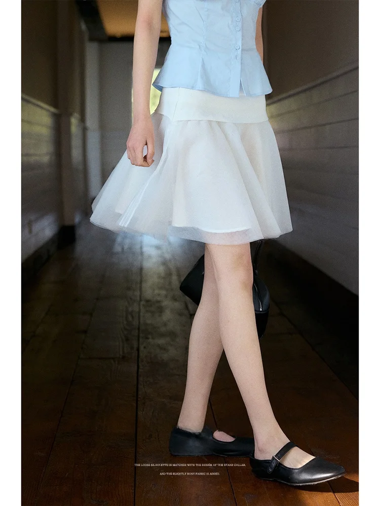 

Lalaglow Casual Pure Color A-Line Me Puffy f Skirt ort Women Summer High Waist Polyester Fiber Bridesmaid Skirt
