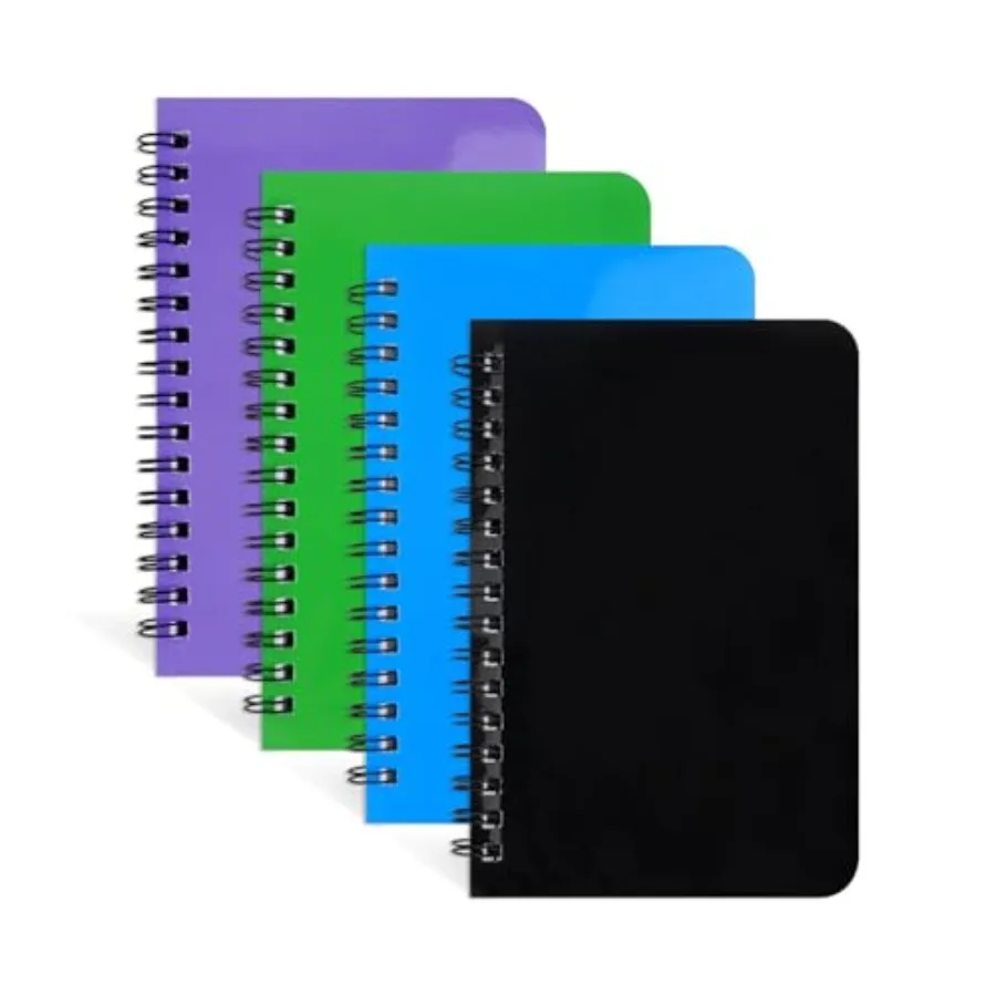 دفتر ملاحظات حلزوني 4 عبوات من دفتر الملاحظات الصغير 4.1 × 6.1 بوصة 60 ورقة 120 es A6 Mini Jourl غلاف فني مسطر #1
