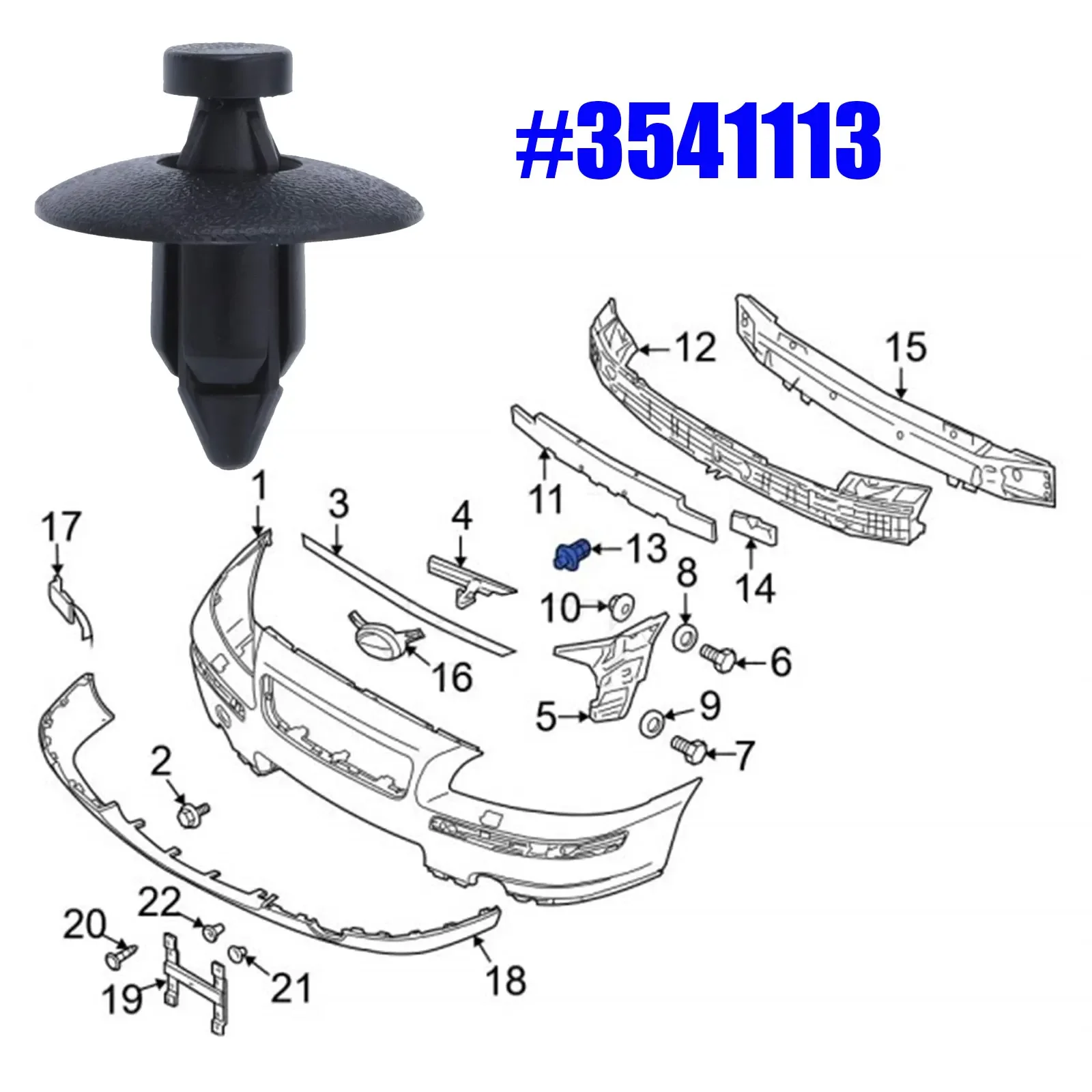 Front Bumper Trim Fastener Clips 3541113 For Volvo 940 960 C30 C70 S40 S60 S60L S80 S90 V50 V60 V70 V90 XC40 XC60 XC70 XC90 view 4