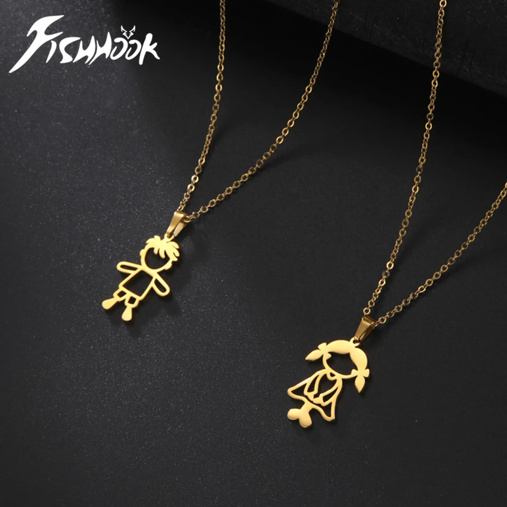 Couple Friend Sister Brother Necklace Chain Pendant Family Mother Father Gift For Woman Men Gold Color Stainless Steel Jewelry