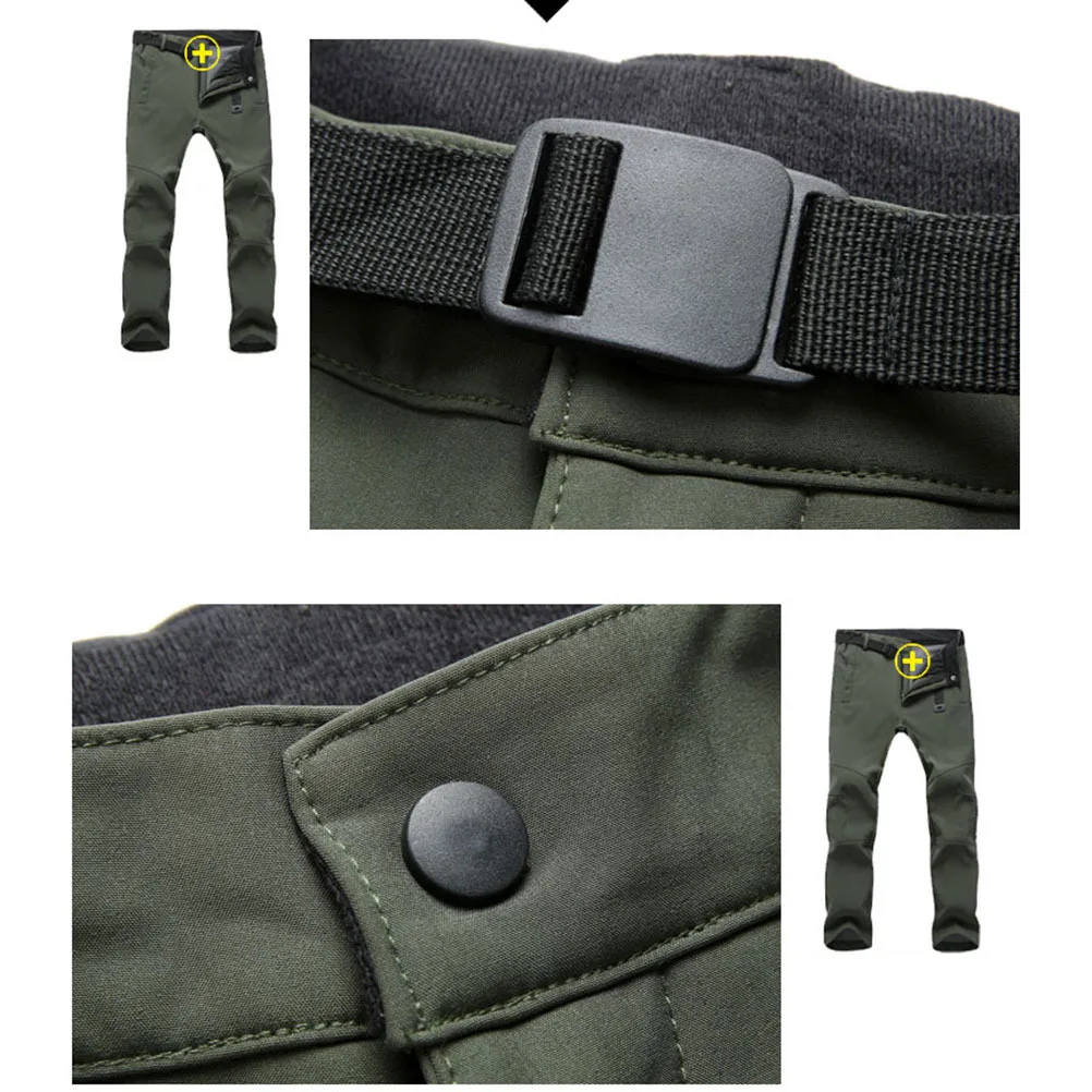 

Водонепроницаемые ветрозащитные уличные лыжные брюки мужские размер L зеленые брюки на флисовой подкладке для пешего туризма, бега, альпинизма