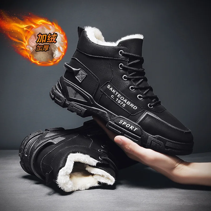 Men Boots Men\'s Winter Shoes Fashion Snow Boots Shoes Plus Size Winter Sneakers Ankle Men Shoes Winter Boots Black Blue Footwear